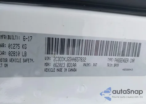 2017 Dodge Charger Sxt Awd из США, поврежденный, VIN 2C3CDXJG5HH657832